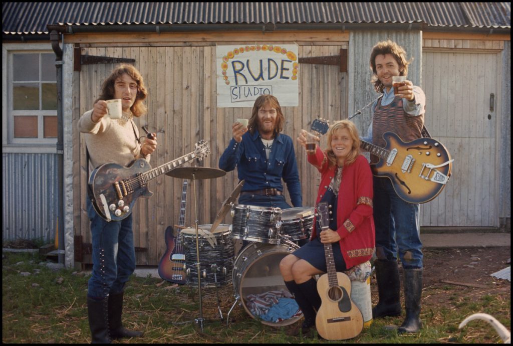 Wings outside Rude Studio, Scotland, 1971