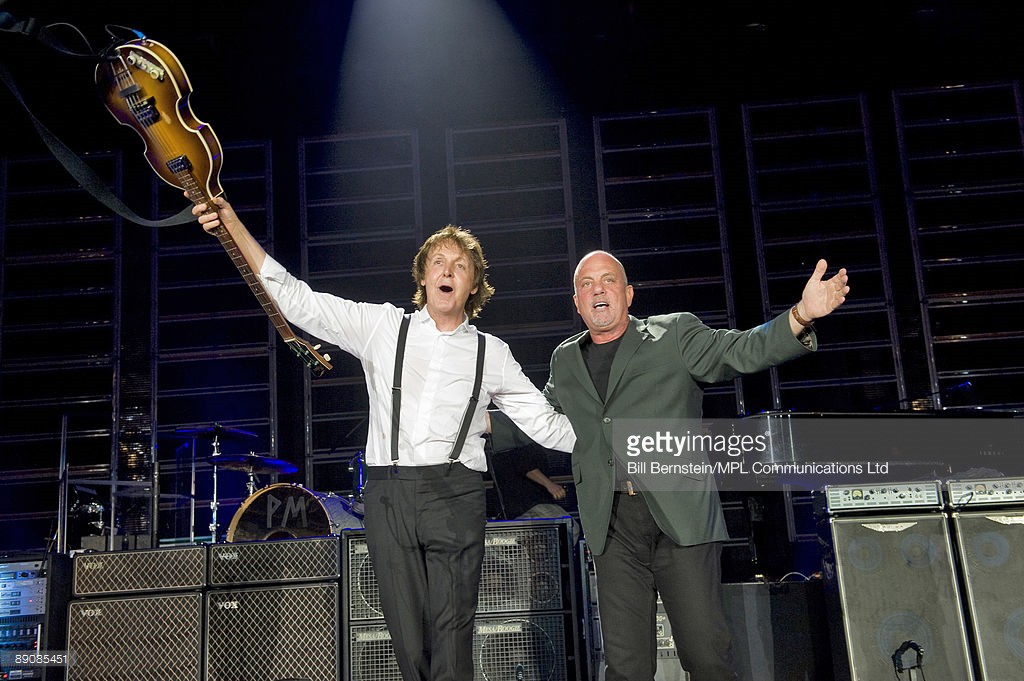 Sir Paul McCartney performs as part of Summer Live '09 at Citi Fields on July 17, 2009 in New York City. He is joined by Billy Joel and perform 'I Saw Her Standing There'.