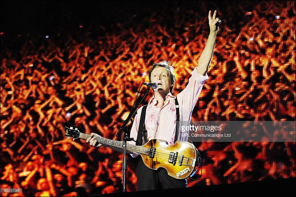 Paul McCartney performs onstage during the 'Friendship First' concert at Ganey Yehoshua Park on September 25, 2008 in Tel Aviv, Israel.