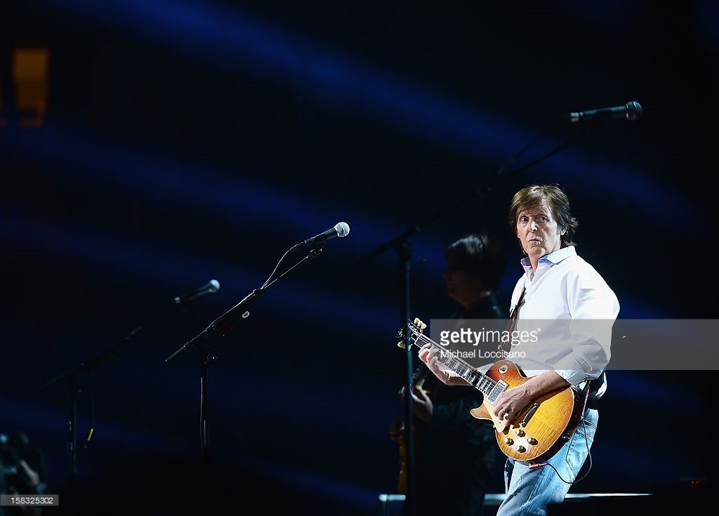 Sir Paul McCartney performs during the '12-12-12' concert benefiting The Robin Hood Relief Fund to aid the victims of Hurricane Sandy presented by Clear Channel Media & Entertainment, The Madison Square Garden Company and The Weinstein Company at Madison Square Garden on December 12, 2012 in New York City.