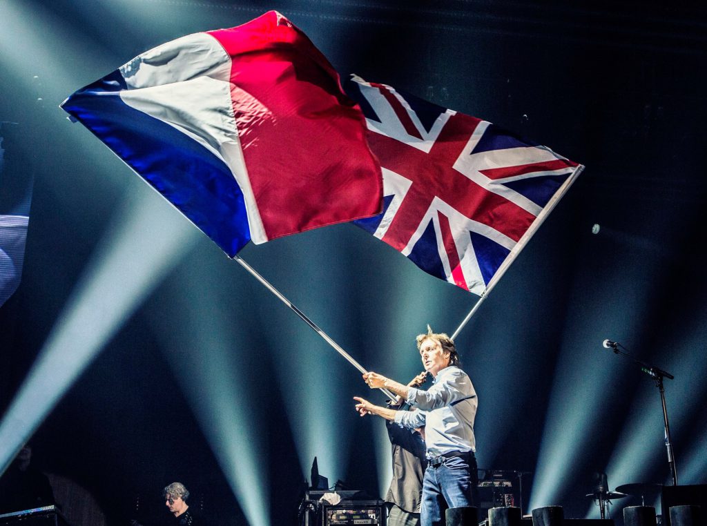 From Facebook: French and British flags flying at Paul's Paris show. #oneonone