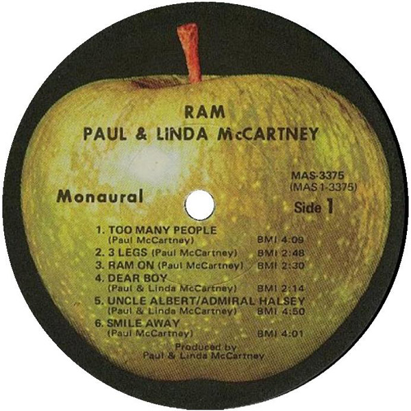 Ram (Mono - promotional) • Official album by Paul & Linda McCartney
