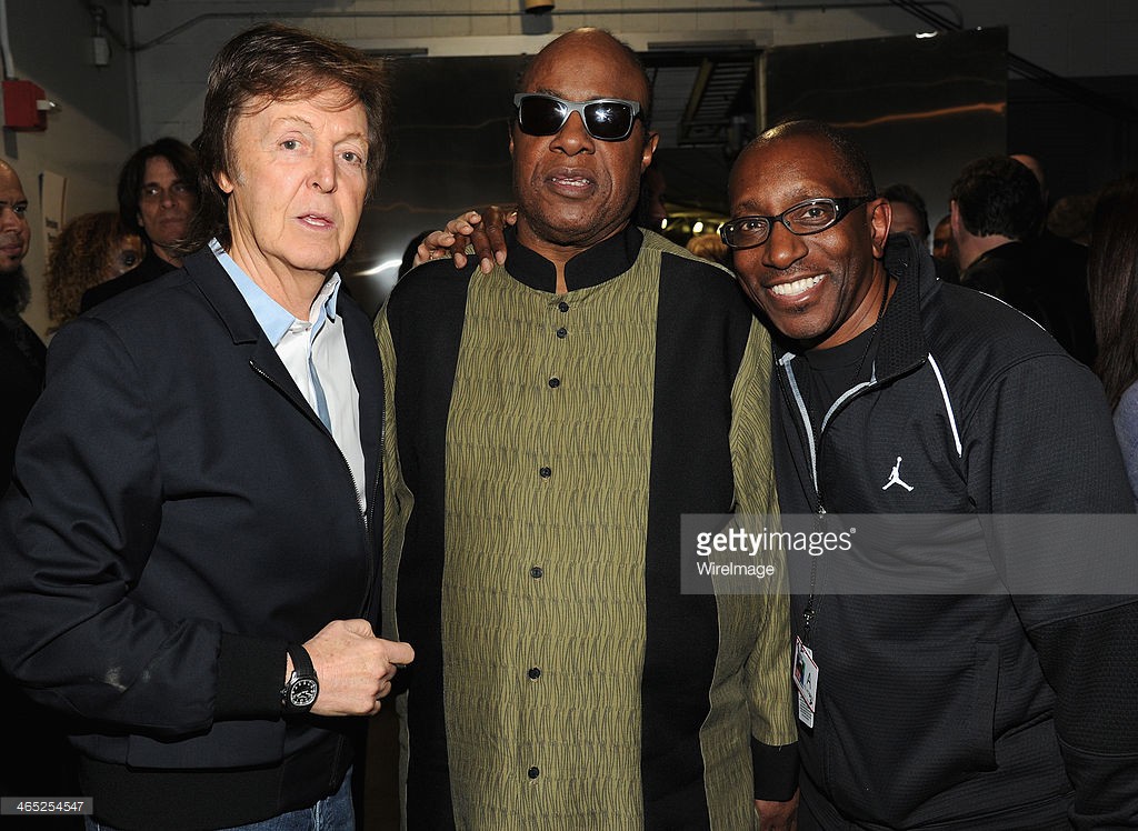 Paul McCartney, Stevie Wonder and Greg Phillinganes attend the 56th GRAMMY Awards at Staples Center on January 26, 2014 in Los Angeles, California.