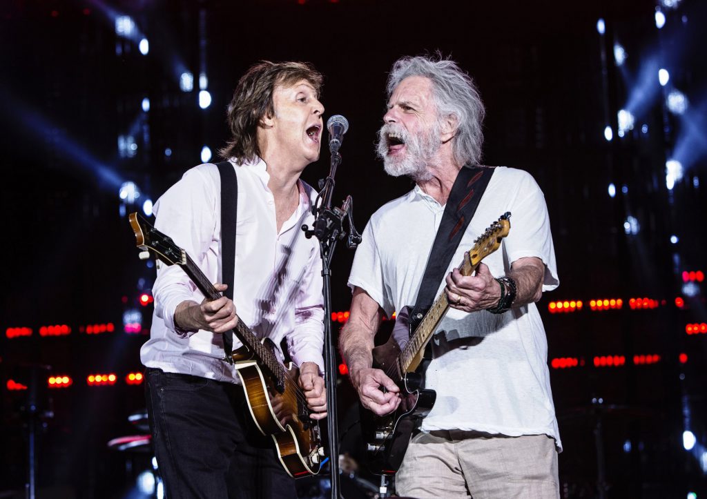 From Twitter - Paul and Bob Weir get it on at Fenway Park, Boston. Grateful Beatle!