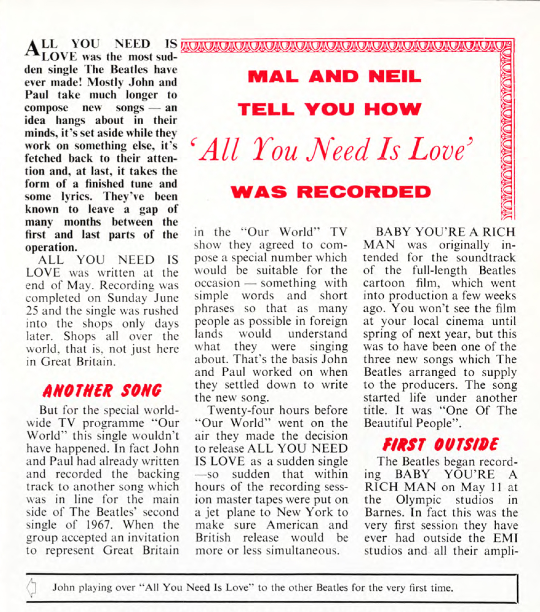 The Beatles – All You Need Is Love Lyrics